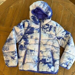 Girls Size L Under Armour Purple & White Tie-Dye Puffer Coat